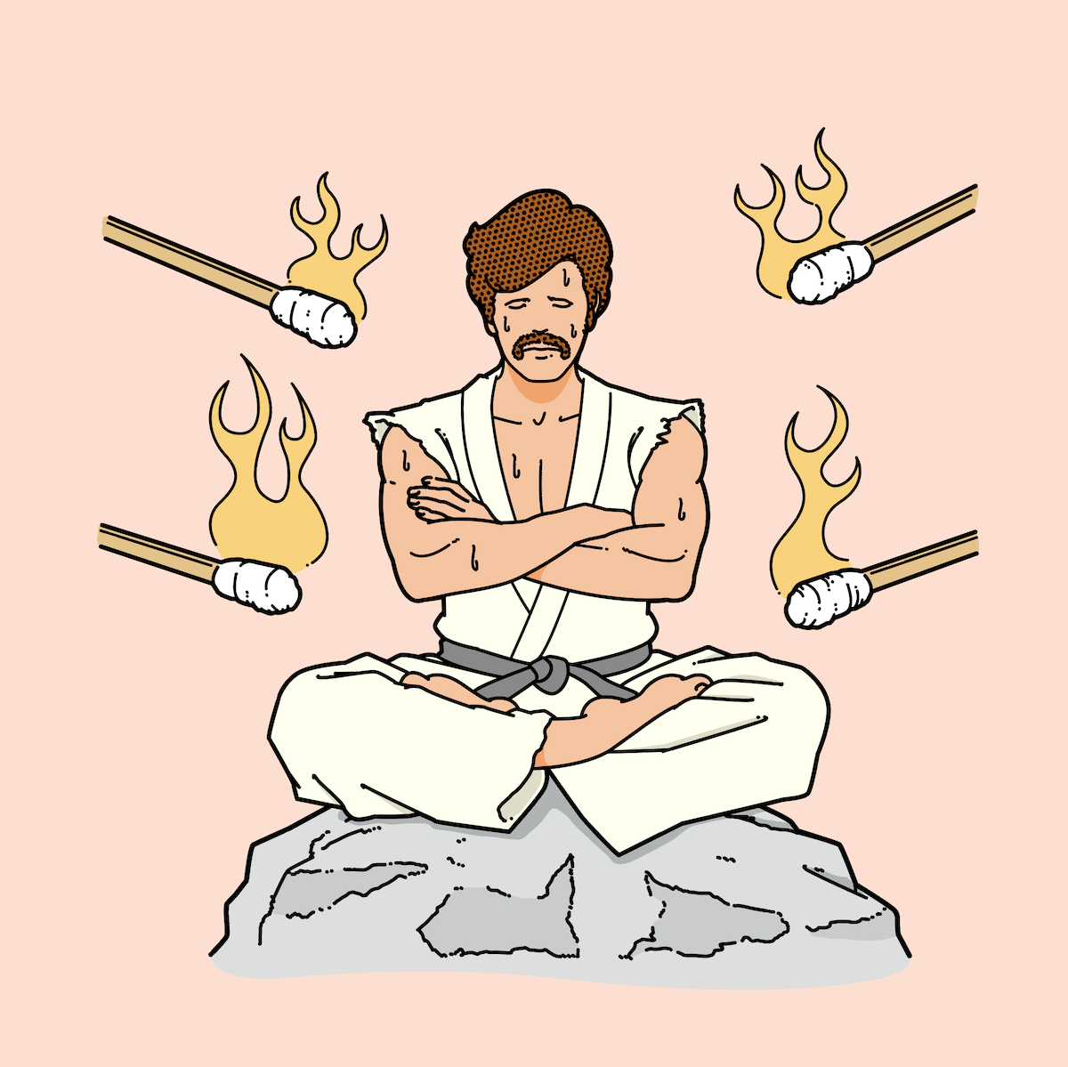 and ST Magazine 2026年 丙午占いイラスト。岩の上で動じない人のイラスト